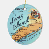 Oude Long Island Kaart Keramisch Ornament (Links)