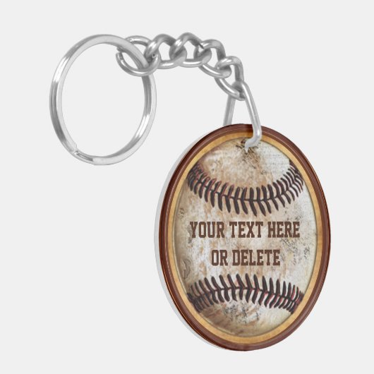 Oude  look Baseball Keychains PERSONALISEERD Sleutelhanger (Voorkant Links)