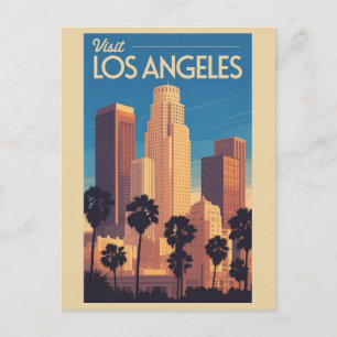 Oude Los Angeles Californië Stadssilhouet Briefkaart