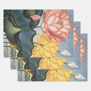 Oude Lotusbloemen, De Heilige Egyptische Boon Inpakpapier Vel