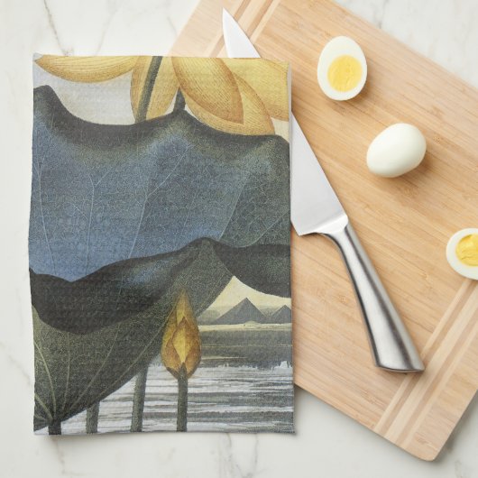 Oude Lotusbloemen, De Heilige Egyptische Boon Theedoek (Quarter Fold)