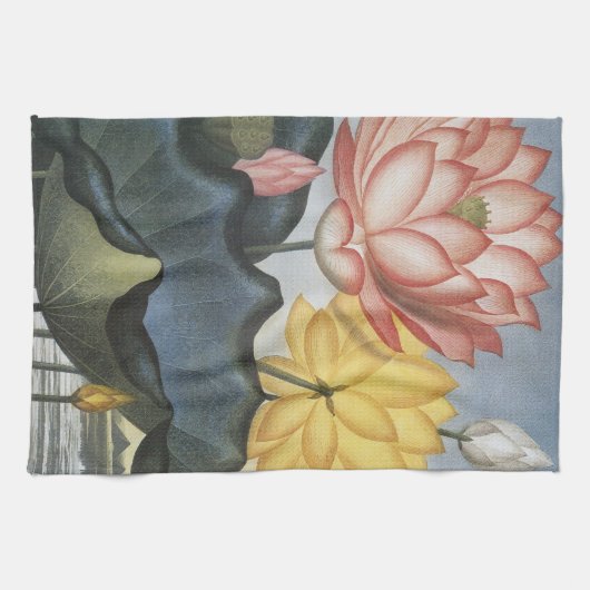 Oude Lotusbloemen, De Heilige Egyptische Boon Theedoek (Horizontaal)