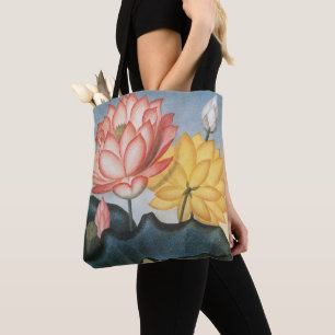Oude lotusbloemen, de heilige Egyptische boon Tote Bag