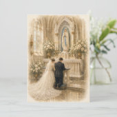 Oude Lourdes Maria bruidsdevotie aquarel (Staand voorkant)