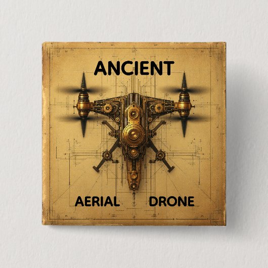 Oude Lucht Drone Knop Vierkante Button 5,1 Cm (Voorkant)