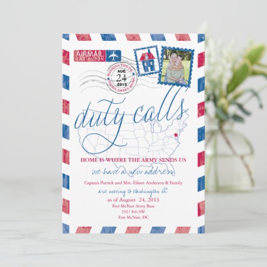 Oude Luchtpost Militaire Verhuis Aankondiging (Staand voorkant)