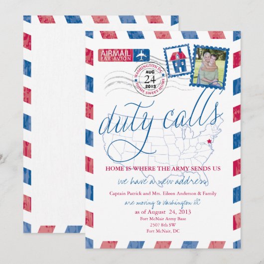 Oude Luchtpost Militaire Verhuis Aankondiging (Voorkant / Achterkant)