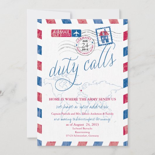 Oude Luchtpost Militaire Verhuis Aankondiging (Voorkant)