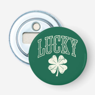 Oude Lucky Clover St. Patrick's Day  Button Flesopener