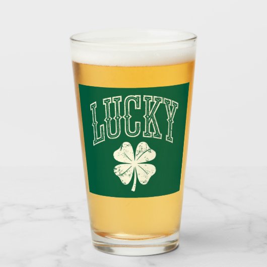 Oude Lucky Clover St. Patrick's Day Glas (Voorkant gevuld)