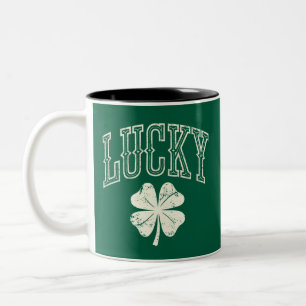 Oude Lucky Clover St. Patrick's Day Tweekleurige Koffiemok