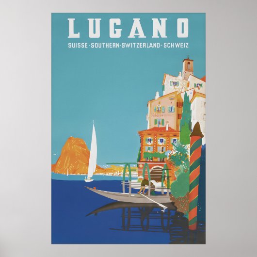 Oude Lugano Zwitserland Reisposter Print (Voorkant)