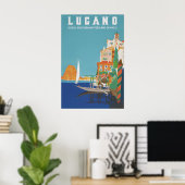 Oude Lugano Zwitserland Reisposter Print (Thuiskantoor)