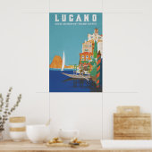 Oude Lugano Zwitserland Reisposter Print (Keuken)
