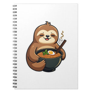 Oude luiaard Ramen noedel liefhebber kunst 2 Notitieboek
