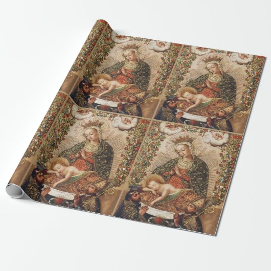 Oude Maagd van de Cuzco-school die het Christuskin Cadeaupapier (Uitgerold)