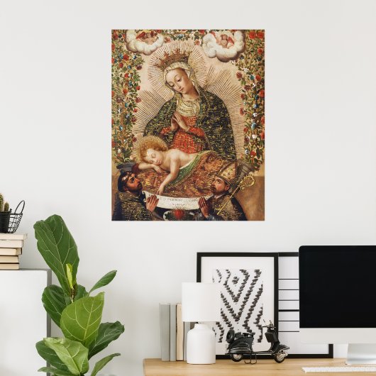 Oude Maagd van de Cuzcoschool die het Christuskind Poster (Thuiskantoor)