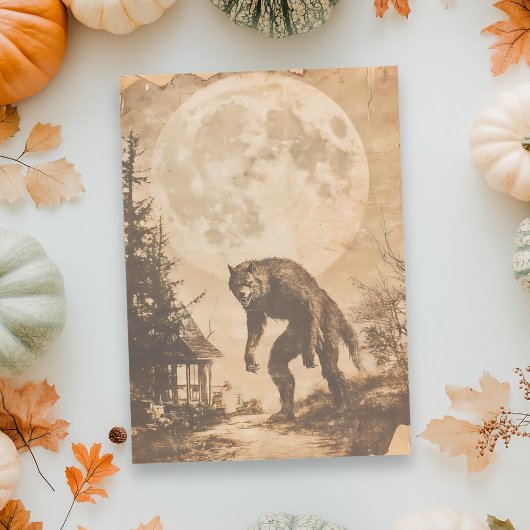 Oude-Maan-Decoupage met Werewolf voor Halloween Tissuepapier