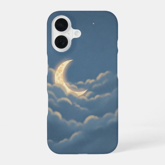Oude maan tussen de wolken iPhone 16 hoesje (Achterkant)