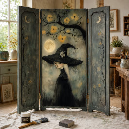 Oude Maanlichte Droomachtige Heks Halloween Decoup Tissuepapier