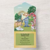 Oude MacDonald Boerderij kinderen Birthday All In One Uitnodiging (Binnen)