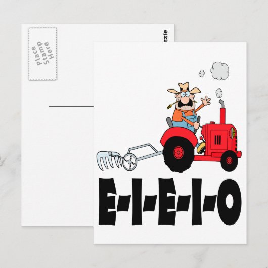 oude macdonald eieio cartoon briefkaart (Voorkant / Achterkant)