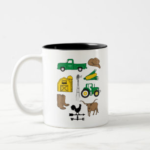 Oude Macdonald had een Boerderij Mijn Boerderij le Tweekleurige Koffiemok