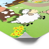 Oude MacDonald Had Een Boerderij Schattige Kindere Poster (Hoek)