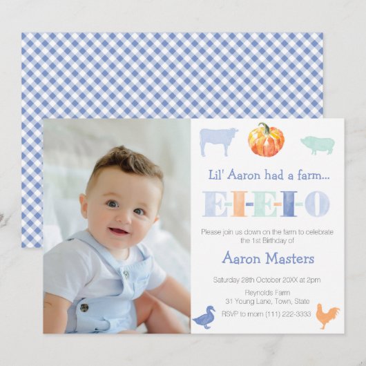 Oude MacDonald Pumpkin Boerderij Birthday Party fo Kaart (Voorkant / Achterkant)