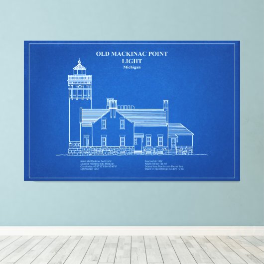 Oude Mackinac Point Light - Michigan - AD Canvas Afdruk (Insitu (Houten vloer))