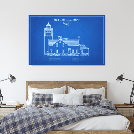 Oude Mackinac Point Light - Michigan - AD Canvas Afdruk (Insitu (Slaapkamer))