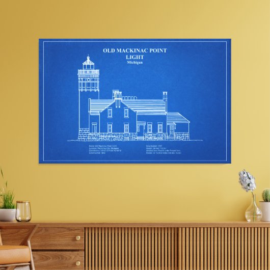 Oude Mackinac Point Light - Michigan - AD Canvas Afdruk (Insitu (Woonkamer))