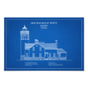 Oude Mackinac Point Light - Michigan - AD Foto Afdruk