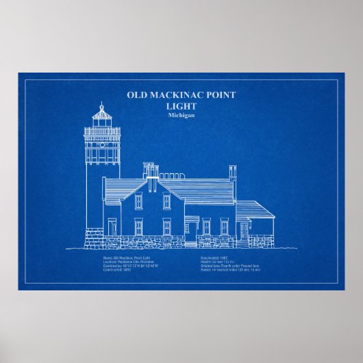 Oude Mackinac Point Light - Michigan - AD Poster (Voorkant)