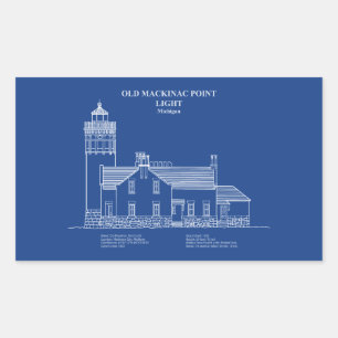Oude Mackinac Point Light - Michigan - AD Rechthoekige Sticker