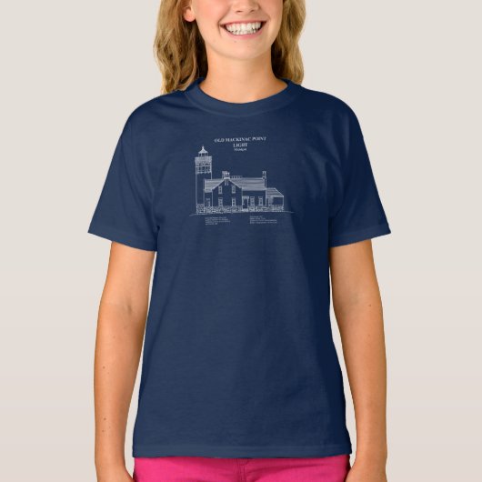Oude Mackinac Point Light - Michigan - AD T-shirt (Voorkant)