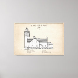 Oude Mackinac Point Light - Michigan - SBD Canvas Afdruk