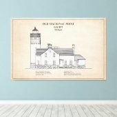 Oude Mackinac Point Light - Michigan - SBD Canvas Afdruk (Insitu (Houten vloer))