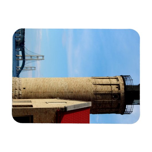 Oude Mackinac Point Vuurtoren en Mackinac Bridge Magneet (Horizontaal)