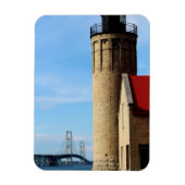 Oude Mackinac Point Vuurtoren en Mackinac Bridge Magneet (Verticaal)