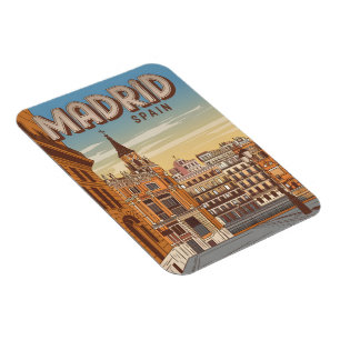 Oude Madrid Spanje luchtzicht souvenirs, cadeaus Magneet