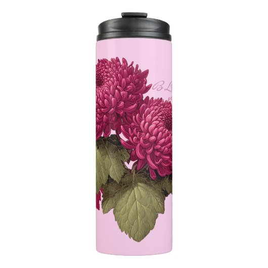 Oude Magenta Chrysanthemum Bloei Thermosbeker (Voorkant)