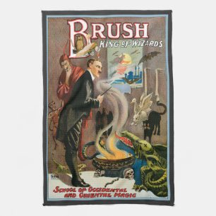 Oude Magie Poster, Brush, Koning der Tovenaars Theedoek