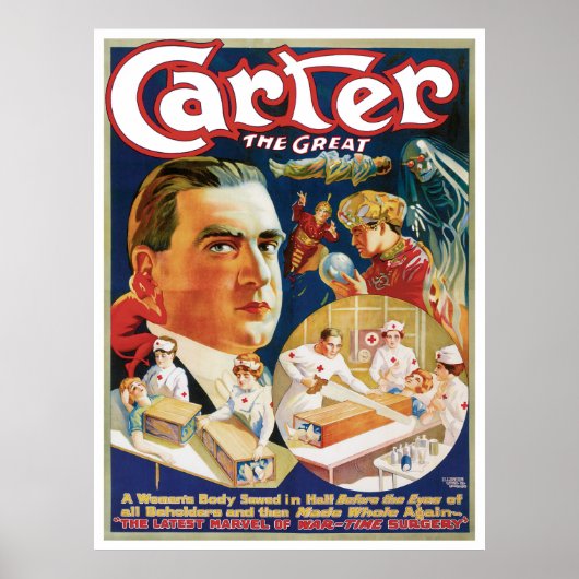Oude Magie Poster, Goochelaar Carter the Great Poster (Voorkant)