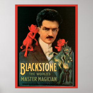Oude Magieposter, Grote Zwarte Steen Magiër Poster