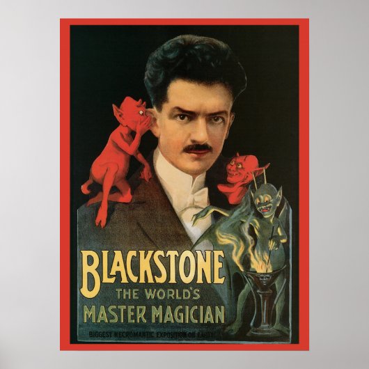 Oude Magieposter, Grote Zwarte Steen Magiër Poster (Voorkant)
