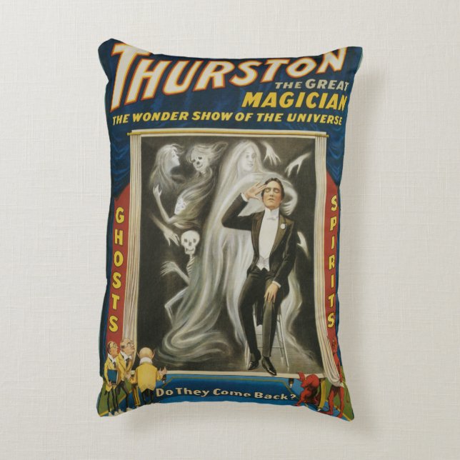 Oude Magieposter, Thurston, De Grote Magiër Accent Kussen (Achterkant (Verticaal))