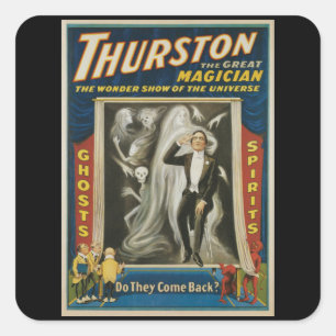 Oude Magieposter, Thurston, De Grote Magiër Vierkante Sticker