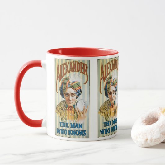 Oude Magische Poster, Alexander, de Man Die Weet Mok (Met donut)