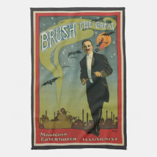 Oude Magische Poster, Brush de Grote Magiër Theedoek